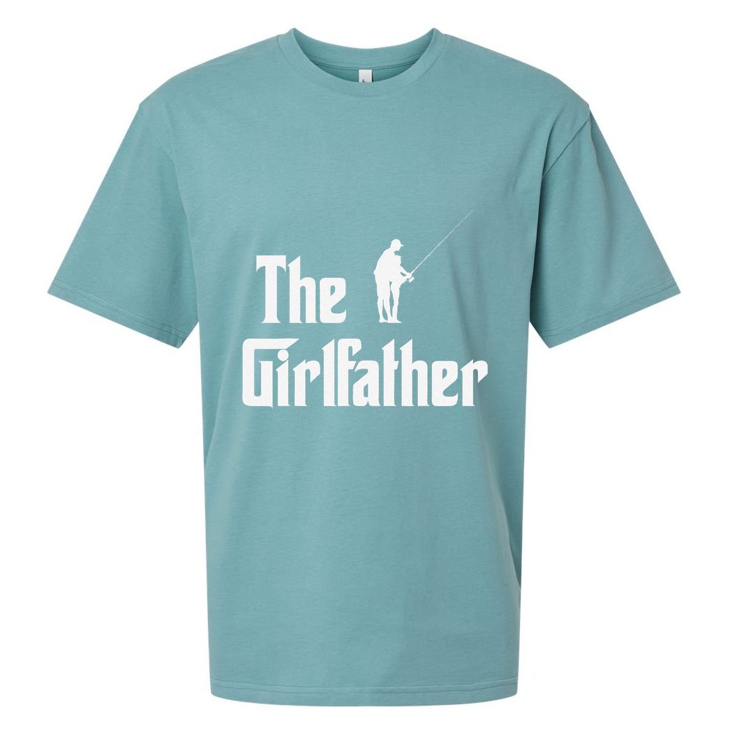 The Girlfather Funny Dad Of Girl Fishing Father And Daughter Sueded Cloud Jersey T-Shirt