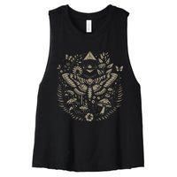 Therian Grunge Fairycore Aesthetic Luna Moth Women's Racerback Cropped Tank