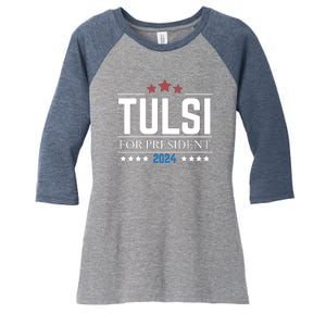 Tulsi Gabbard For President 2024 Women's Tri-Blend 3/4-Sleeve Raglan Shirt