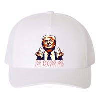 Trump Giving Finger 2024 Flipping Off Design Yupoong Adult 5-Panel Trucker Hat