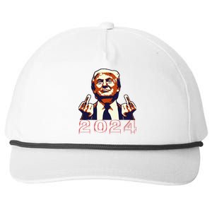 Trump Giving Finger 2024 Flipping Off Design Snapback Five-Panel Rope Hat