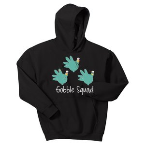 Turkey Glove Gobble Squad Nurse Happy Thanksgiving Kids Hoodie