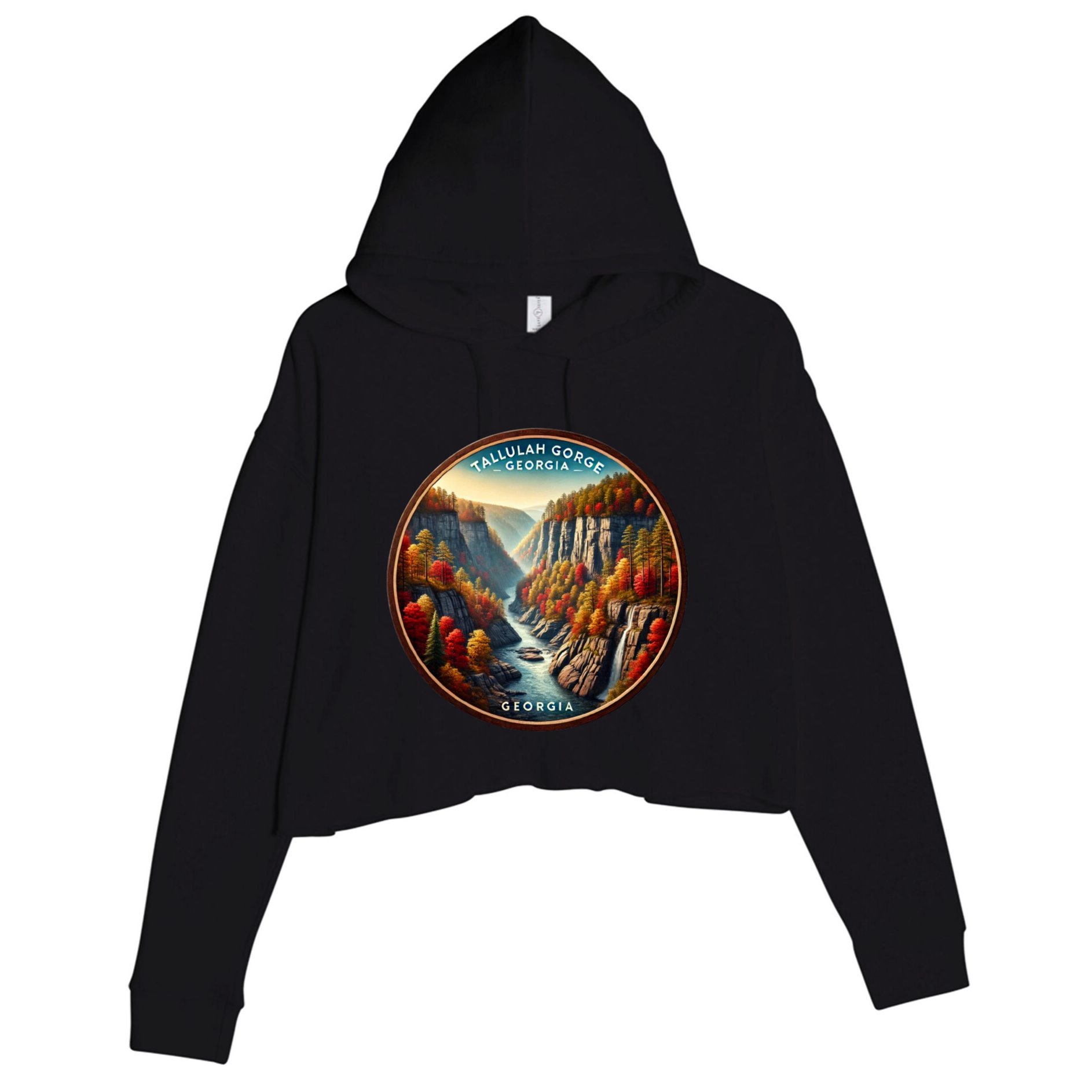 Tallulah Gorge Georgia In The Fall Autumn Leaves Crop Fleece Hoodie