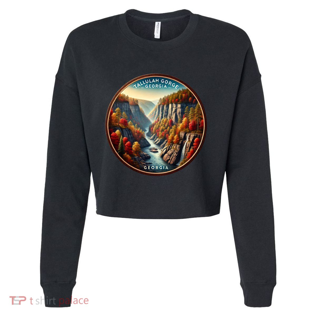 Tallulah Gorge Georgia In The Fall Autumn Leaves Cropped Pullover Crew