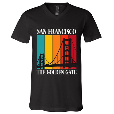 The Golden Gate Bridge From San Francisco California V-Neck T-Shirt