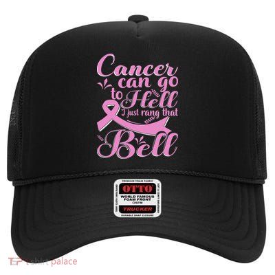 This Girl Got To Ring The Bell Chemo Grad Breast Cancer High Crown Mesh Back Trucker Hat