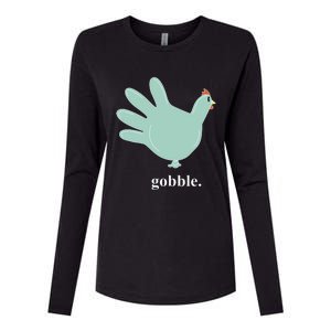 Turkey Glove Gobble Thanksgiving Thankful Nurse Womens Cotton Relaxed Long Sleeve T-Shirt