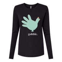 Turkey Glove Gobble Thanksgiving Thankful Nurse Womens Cotton Relaxed Long Sleeve T-Shirt