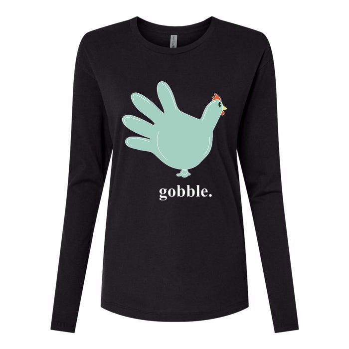 Turkey Glove Gobble Thanksgiving Thankful Nurse Womens Cotton Relaxed Long Sleeve T-Shirt