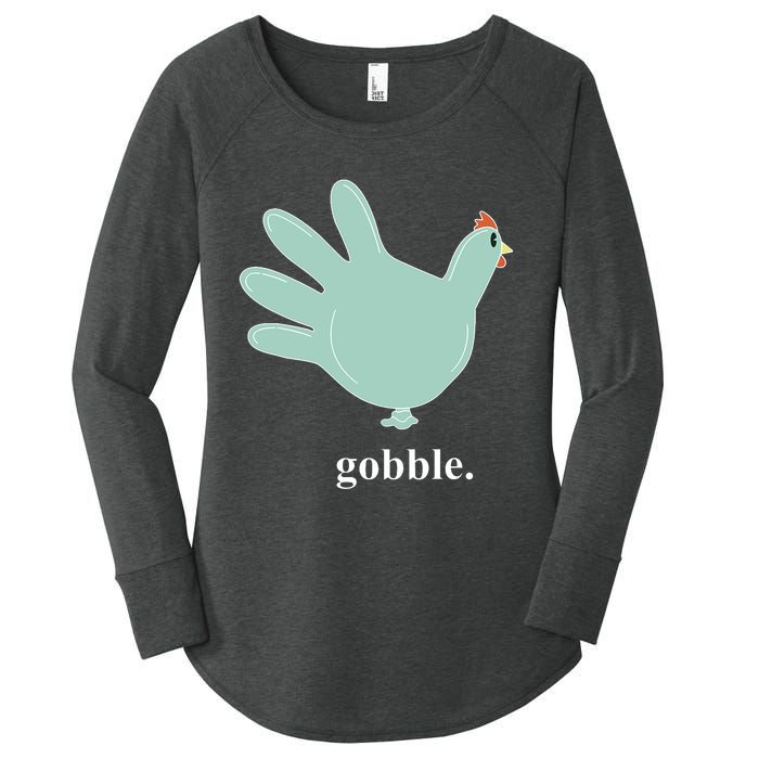 Turkey Glove Gobble Thanksgiving Thankful Nurse Women's Perfect Tri Tunic Long Sleeve Shirt