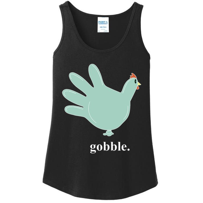 Turkey Glove Gobble Thanksgiving Thankful Nurse Ladies Essential Tank