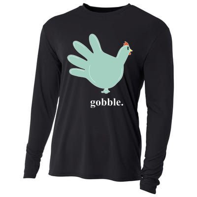 Turkey Glove Gobble Thanksgiving Thankful Nurse Cooling Performance Long Sleeve Crew