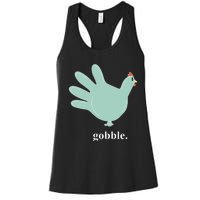 Turkey Glove Gobble Thanksgiving Thankful Nurse Women's Racerback Tank