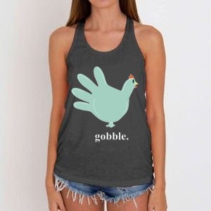 Turkey Glove Gobble Thanksgiving Thankful Nurse Women's Knotted Racerback Tank