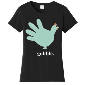 Turkey Glove Gobble Thanksgiving Thankful Nurse Women's T-Shirt