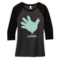 Turkey Glove Gobble Thanksgiving Thankful Nurse Women's Tri-Blend 3/4-Sleeve Raglan Shirt