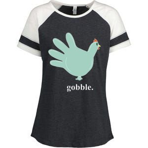 Turkey Glove Gobble Thanksgiving Thankful Nurse Enza Ladies Jersey Colorblock Tee