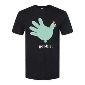 Turkey Glove Gobble Thanksgiving Thankful Nurse Softstyle CVC T-Shirt