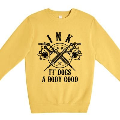 Tattoo Guns Gift Vintage Ink Inked Funny Tattoo Artist Gift Cool Gift Premium Crewneck Sweatshirt