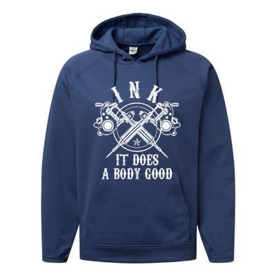 Tattoo Guns Gift Vintage Ink Inked Funny Tattoo Artist Gift Cool Gift Performance Fleece Hoodie