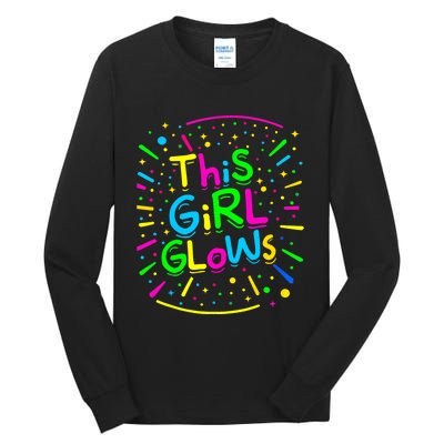 This Girl Glows Tie Dye Bright Colors 80s And 90s Tall Long Sleeve T-Shirt