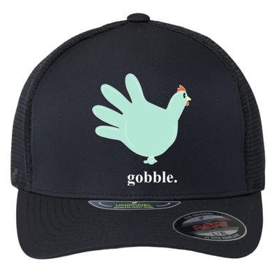 Turkey Glove Gobble Thanksgiving Thankful Nurse Flexfit Unipanel Trucker Cap