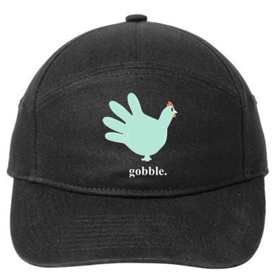 Turkey Glove Gobble Thanksgiving Thankful Nurse 7-Panel Snapback Hat