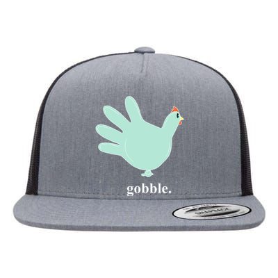 Turkey Glove Gobble Thanksgiving Thankful Nurse Flat Bill Trucker Hat