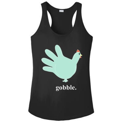 Turkey Glove Gobble Thanksgiving Thankful Nurse Ladies PosiCharge Competitor Racerback Tank