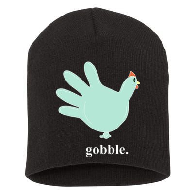 Turkey Glove Gobble Thanksgiving Thankful Nurse Short Acrylic Beanie