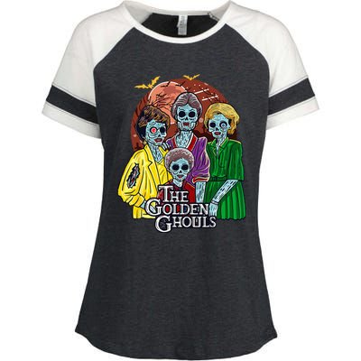 The Golden Ghouls Halloween Enza Ladies Jersey Colorblock Tee