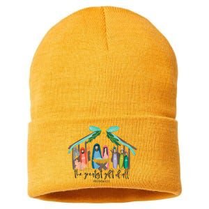 The Greatest Gift For All Christmas Nativity Jesus Christian Sustainable Knit Beanie