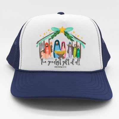 The Greatest Gift For All Christmas Nativity Jesus Christian Trucker Hat