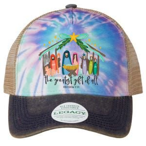 The Greatest Gift For All Christmas Nativity Jesus Christian Legacy Tie Dye Trucker Hat