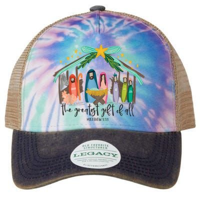 The Greatest Gift For All Christmas Nativity Jesus Christian Legacy Tie Dye Trucker Hat