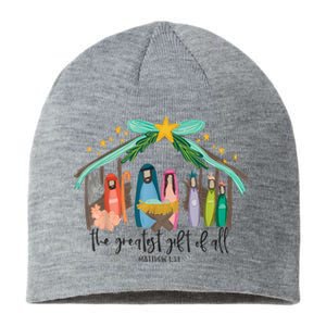 The Greatest Gift For All Christmas Nativity Jesus Christian Sustainable Beanie