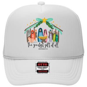 The Greatest Gift For All Christmas Nativity Jesus Christian High Crown Mesh Back Trucker Hat