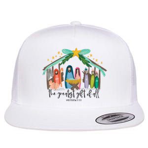 The Greatest Gift For All Christmas Nativity Jesus Christian Flat Bill Trucker Hat