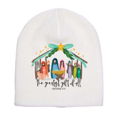 The Greatest Gift For All Christmas Nativity Jesus Christian Short Acrylic Beanie