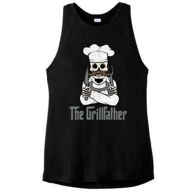 The Grillfather Grill Master Grillmaster Grilling Funny Bbq Great Gift Ladies PosiCharge Tri-Blend Wicking Tank