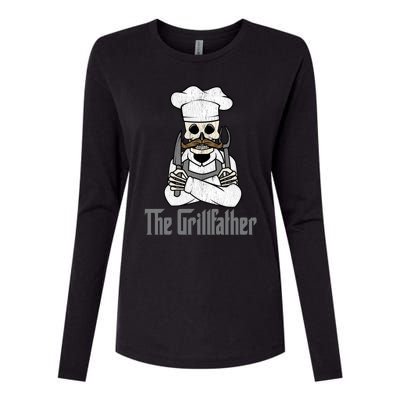 The Grillfather Grill Master Grillmaster Grilling Funny Bbq Great Gift Womens Cotton Relaxed Long Sleeve T-Shirt