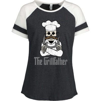 The Grillfather Grill Master Grillmaster Grilling Funny Bbq Great Gift Enza Ladies Jersey Colorblock Tee