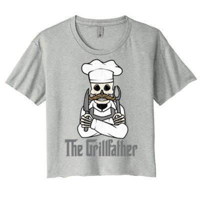 The Grillfather Grill Master Grillmaster Grilling Funny Bbq Great Gift Women's Crop Top Tee