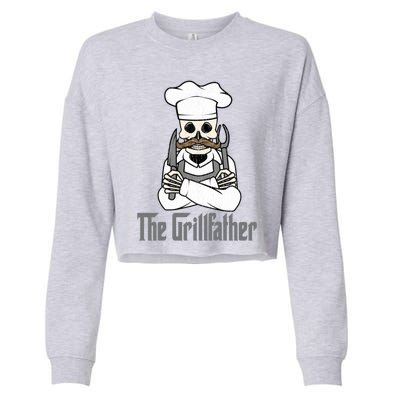 The Grillfather Grill Master Grillmaster Grilling Funny Bbq Great Gift Cropped Pullover Crew