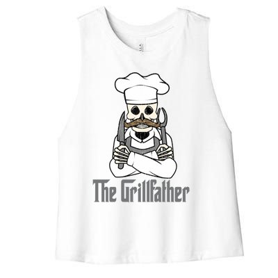 The Grillfather Grill Master Grillmaster Grilling Funny Bbq Great Gift Women's Racerback Cropped Tank