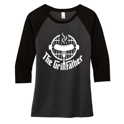 The Grillfather Godfather Fathers Day Women's Tri-Blend 3/4-Sleeve Raglan Shirt