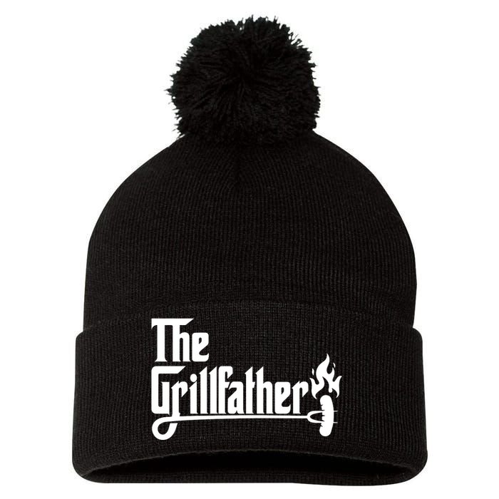 The Grillfather Godfather Fathers Day Pom Pom 12in Knit Beanie