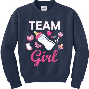 Team Girl Gender Reveal Party Team Pink Baby Announcement Kids Sweatshirt