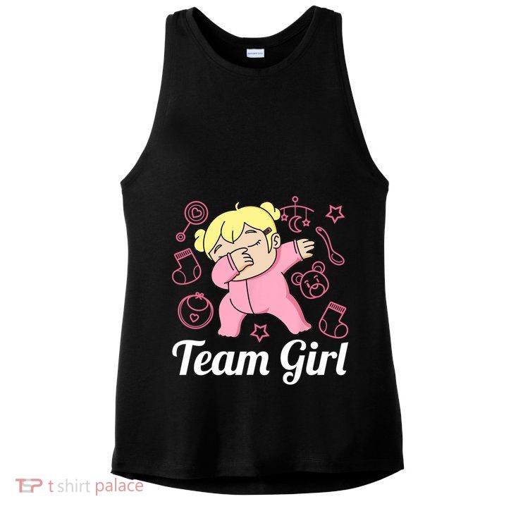 Team Girl Gender Reveal Party Team Pink Baby Announcement Ladies PosiCharge Tri-Blend Wicking Tank