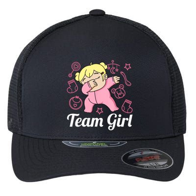 Team Girl Gender Reveal Party Team Pink Baby Announcement Flexfit Unipanel Trucker Cap